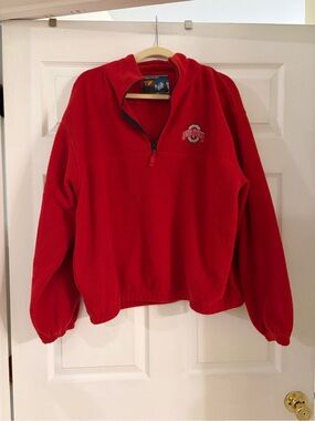 Ohio State Buckeyes Sierra Pacific Red Fleece 1/4 Zip Pullover L Embroidered